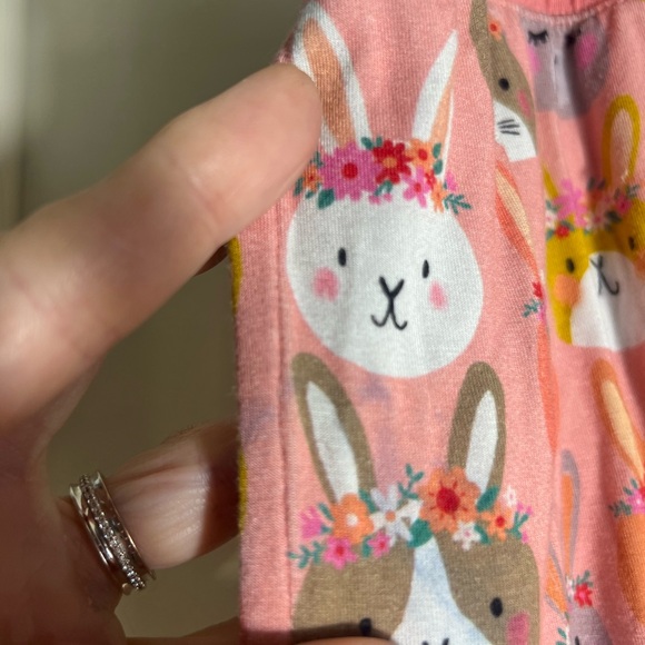 Little Sleepies Bunny Print Pajama Bottoms - Pink and White small mark - Picture 4 of 6